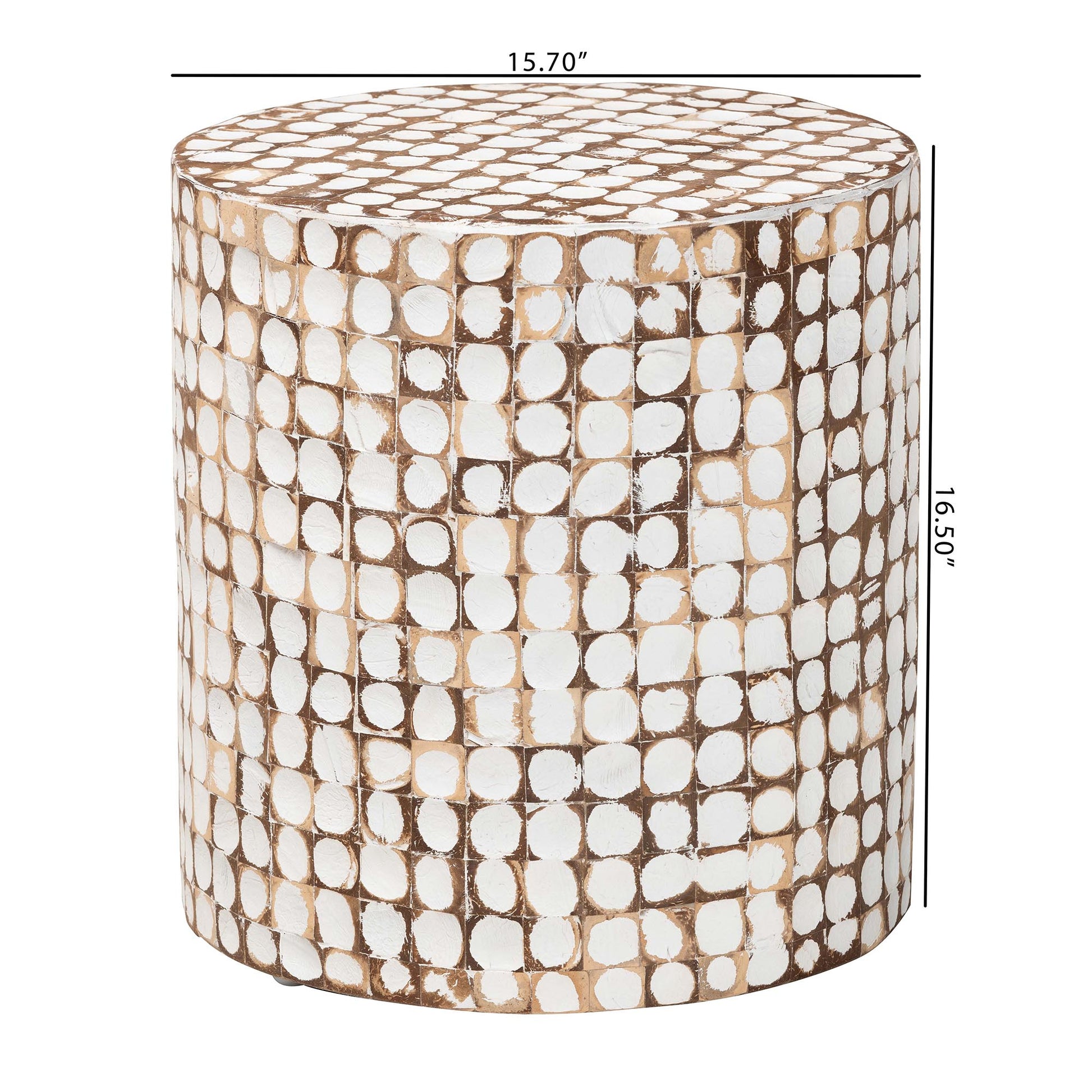 Baxton Studio bali & pari Juliette Bohemian Sky Blue Coconut Shell and Acacia Wood End Table | End Tables | Modishstore - 14