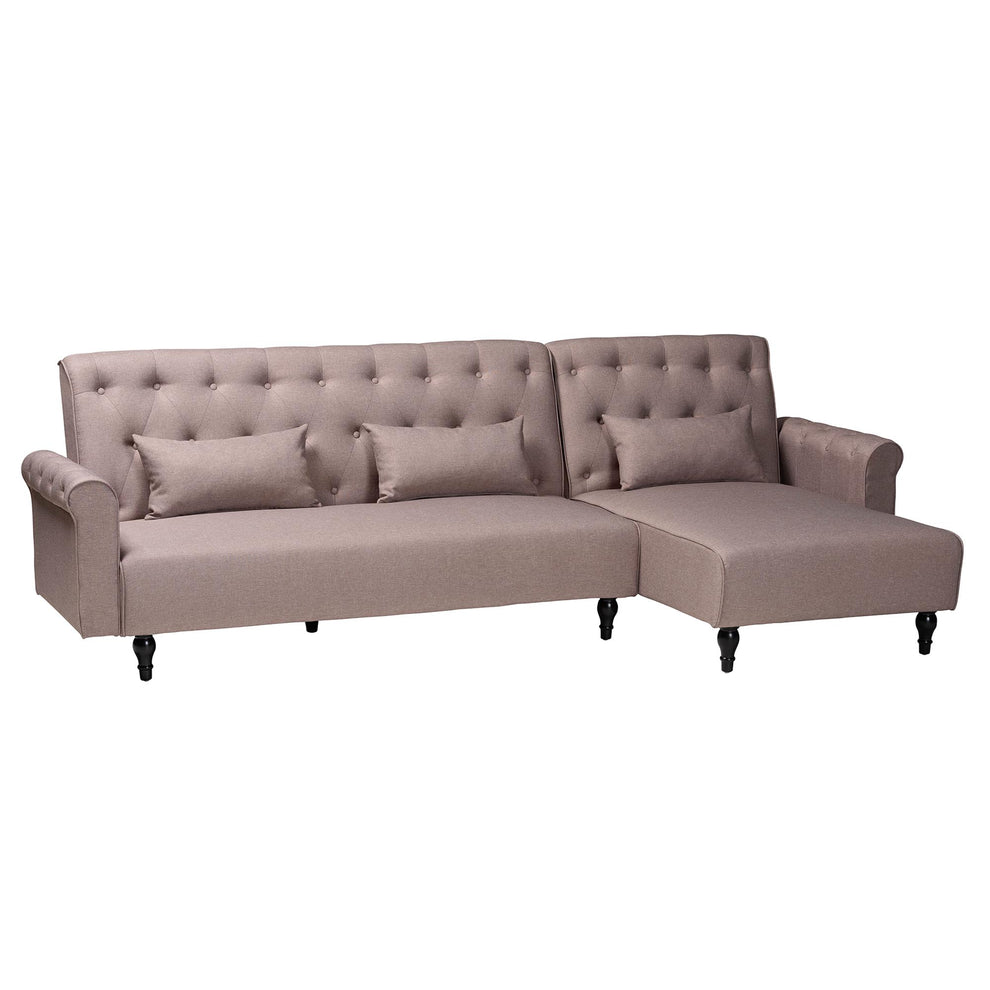 Baxton Studio Chesterfield Retro-Modern Clay Fabric Upholstered Convertible Sleeper Sofa | Sectional | Modishstore - 2