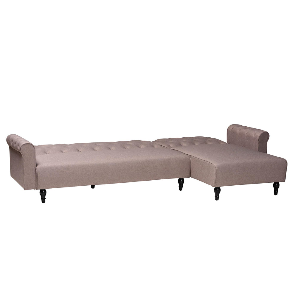 Baxton Studio Chesterfield Retro-Modern Clay Fabric Upholstered Convertible Sleeper Sofa | Sectional | Modishstore - 3