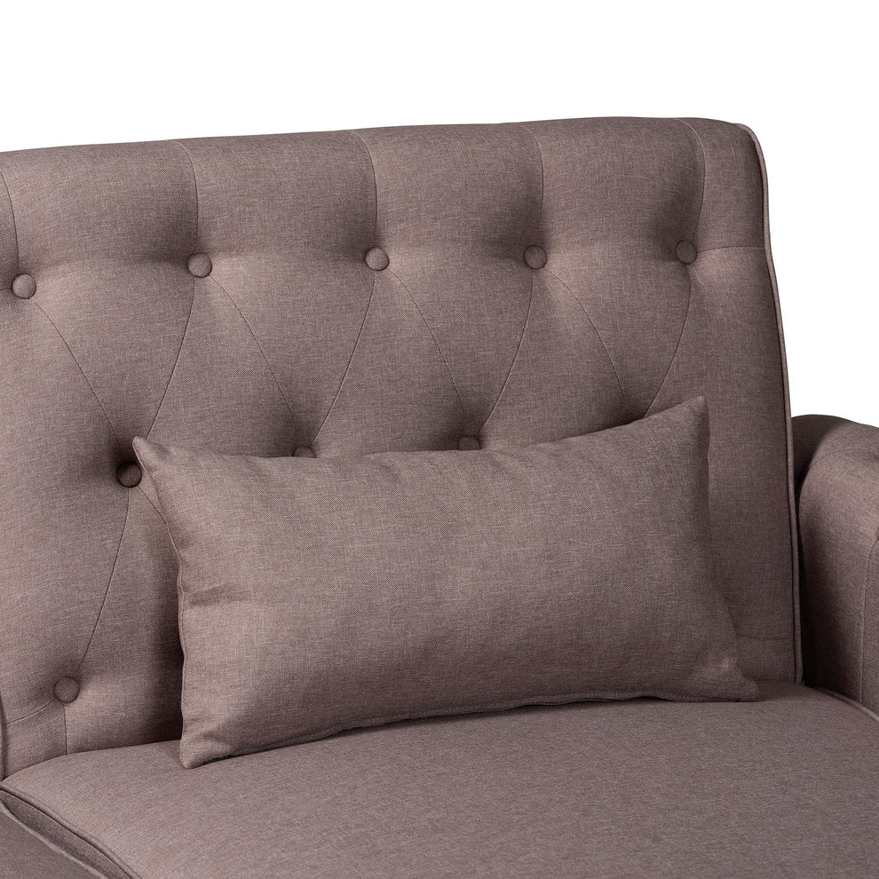 Baxton Studio Chesterfield Retro-Modern Clay Fabric Upholstered Convertible Sleeper Sofa | Sectional | Modishstore - 4