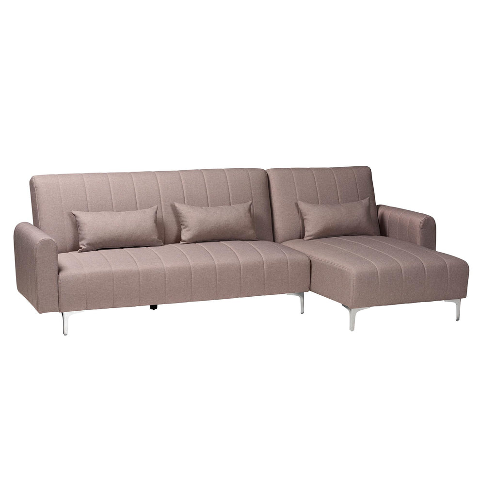 Baxton Studio Lanoma Contemporary Clay Fabric Upholstered Convertible Sleeper Sofa | Sectional | Modishstore - 2