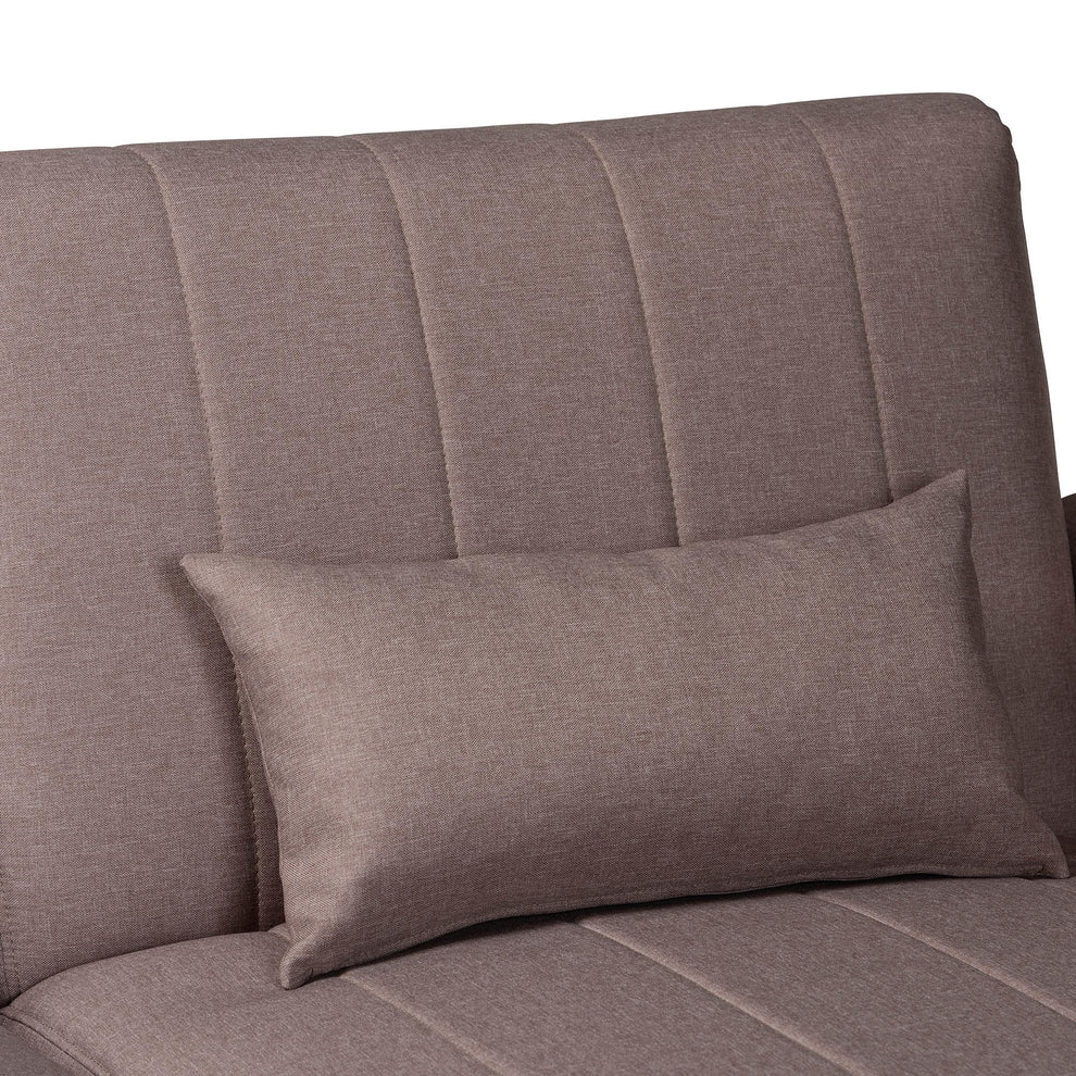 Baxton Studio Lanoma Contemporary Clay Fabric Upholstered Convertible Sleeper Sofa | Sectional | Modishstore - 4