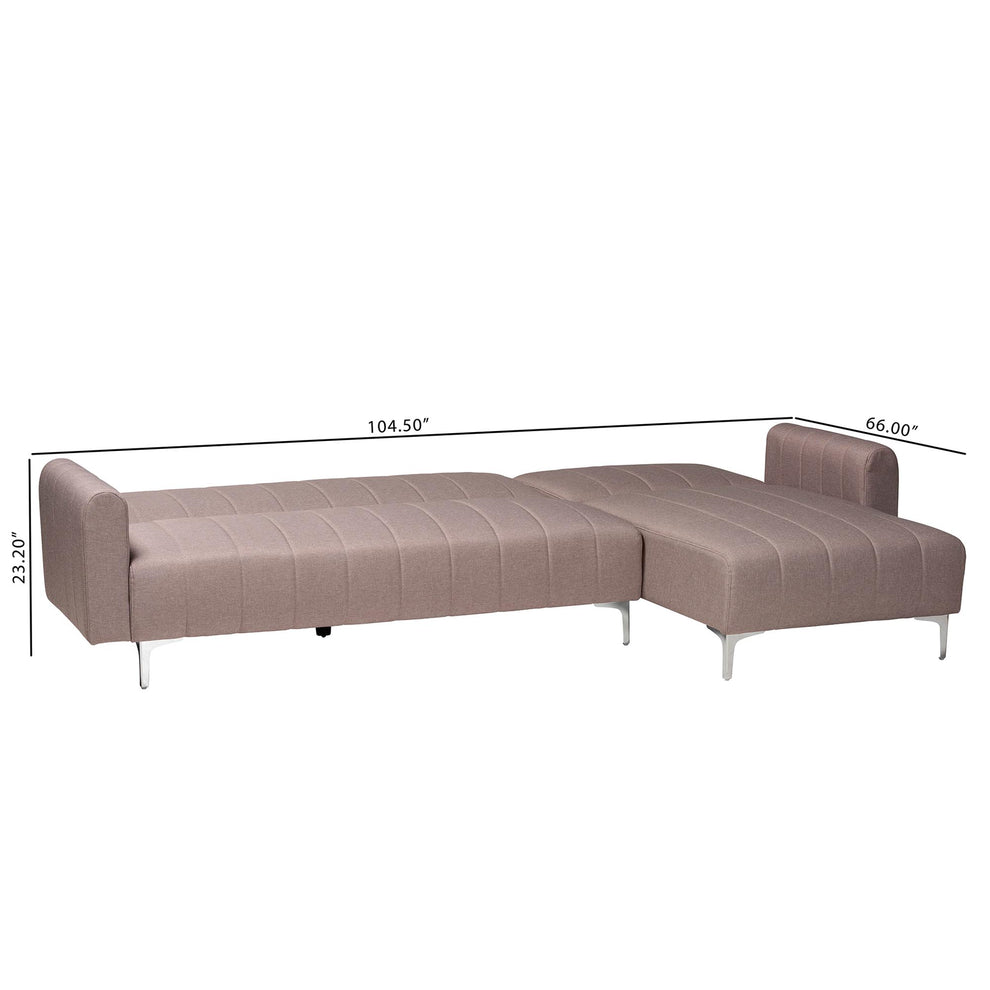 Baxton Studio Lanoma Contemporary Clay Fabric Upholstered Convertible Sleeper Sofa | Sectional | Modishstore - 8