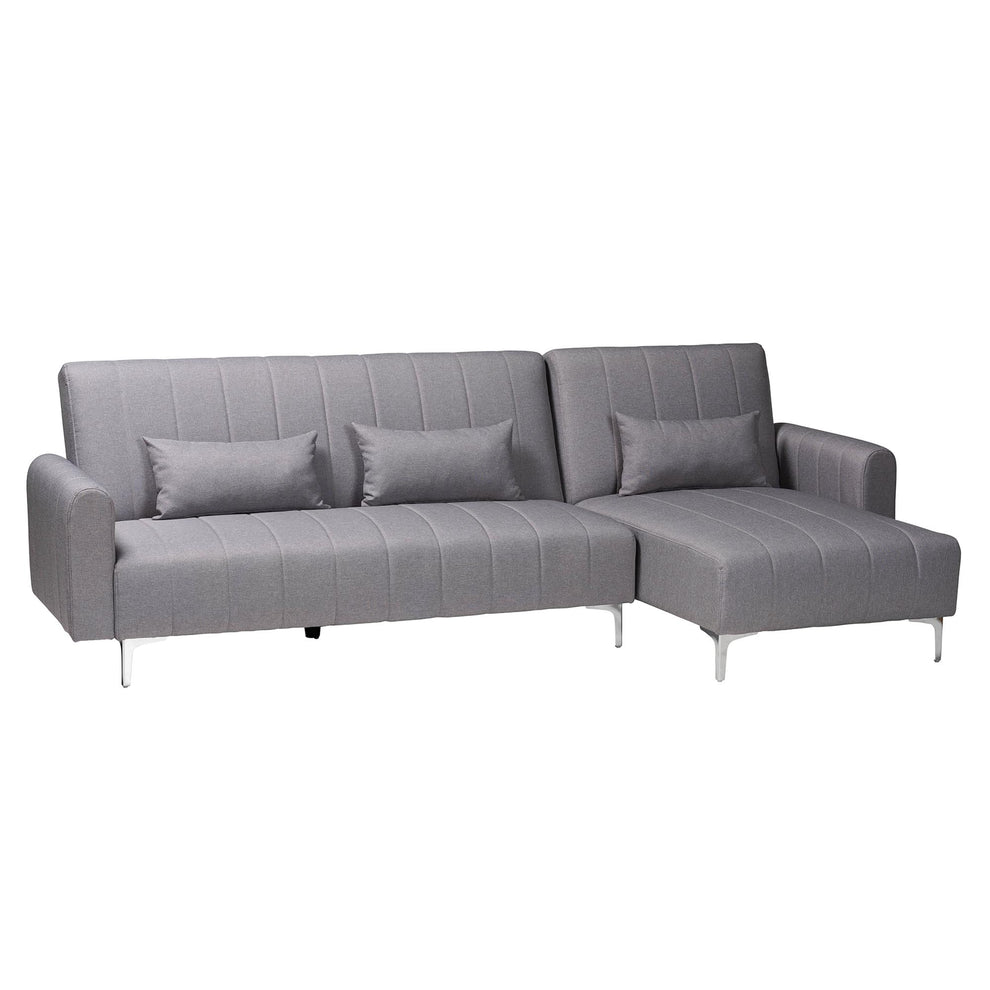 Baxton Studio Lanoma Contemporary Slate Grey Fabric Upholstered Convertible Sleeper Sofa | Sectional | Modishstore - 2