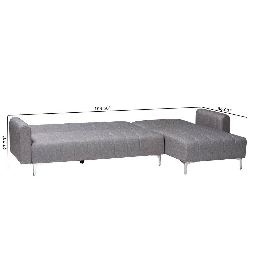 Baxton Studio Lanoma Contemporary Slate Grey Fabric Upholstered Convertible Sleeper Sofa | Sectional | Modishstore - 8