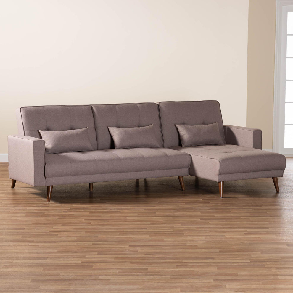 Baxton Studio Claire Contemporary Clay Fabric Upholstered Convertible Sleeper Sofa | Sectional | Modishstore - 7