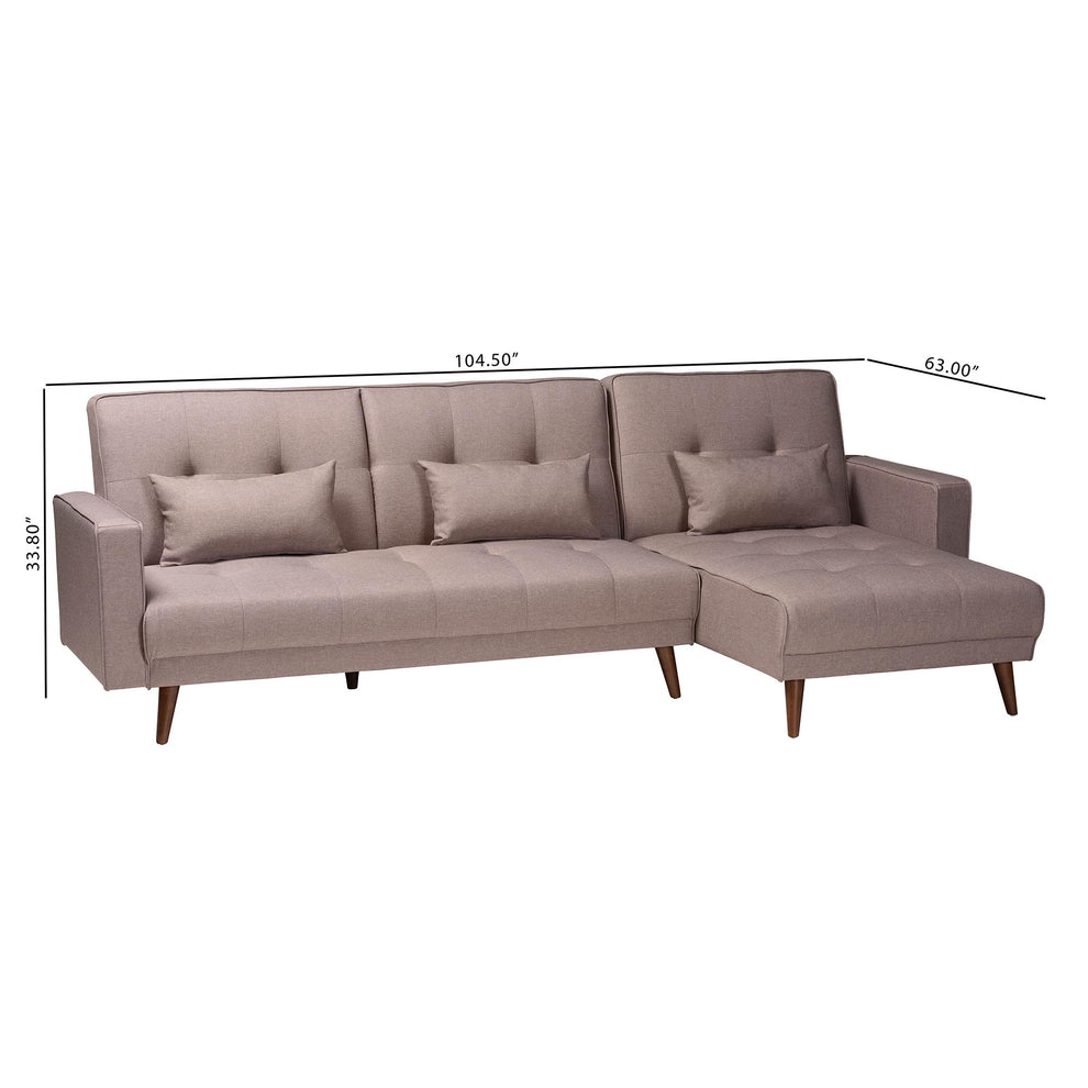 Baxton Studio Claire Contemporary Clay Fabric Upholstered Convertible Sleeper Sofa | Sectional | Modishstore - 9