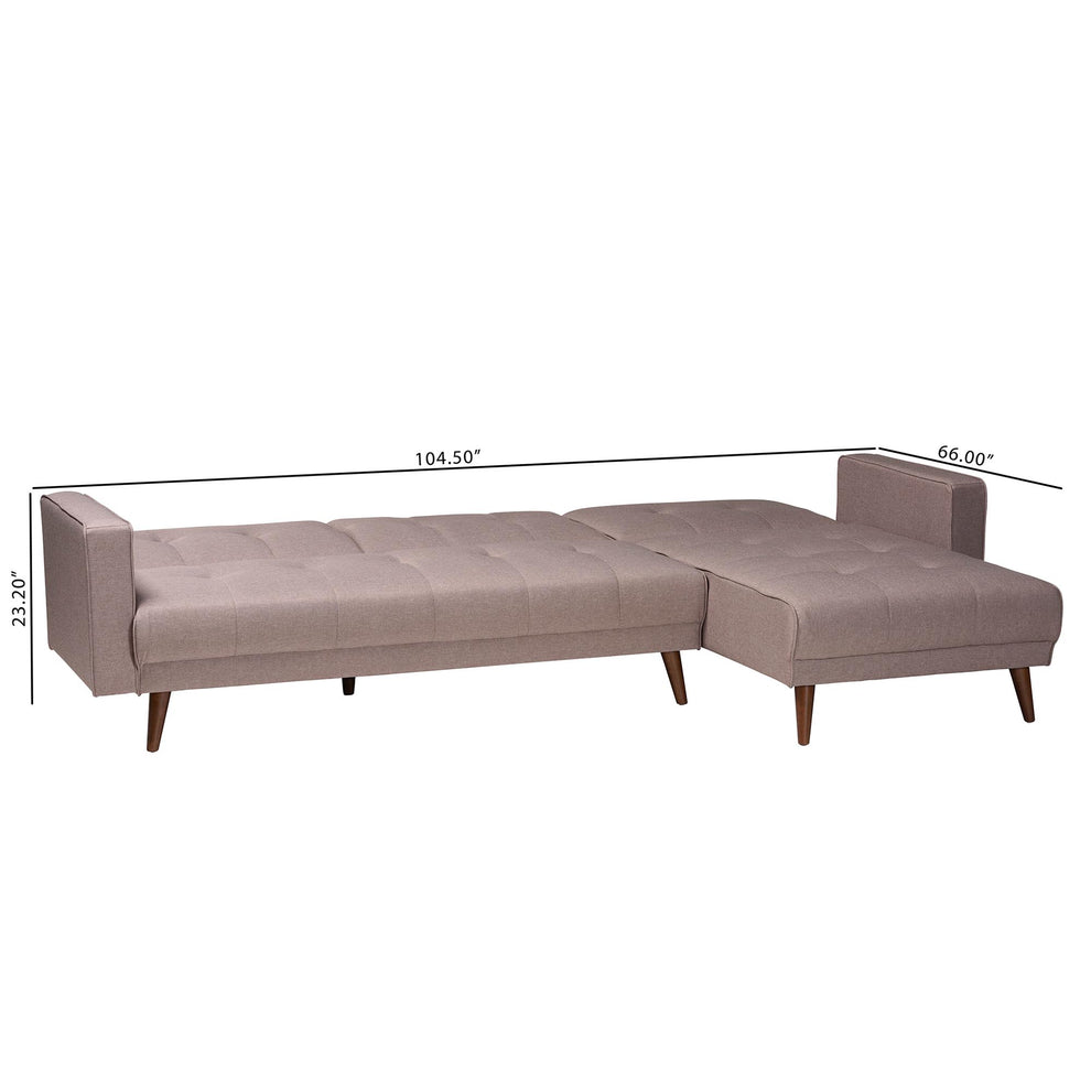 Baxton Studio Claire Contemporary Clay Fabric Upholstered Convertible Sleeper Sofa | Sectional | Modishstore - 8