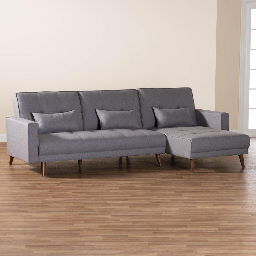 Baxton Studio Claire Contemporary Slate Fabric Upholstered Convertible Sleeper Sofa | Sectional | Modishstore - 7