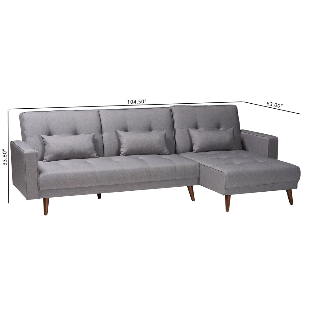 Baxton Studio Claire Contemporary Slate Fabric Upholstered Convertible Sleeper Sofa | Sectional | Modishstore - 9