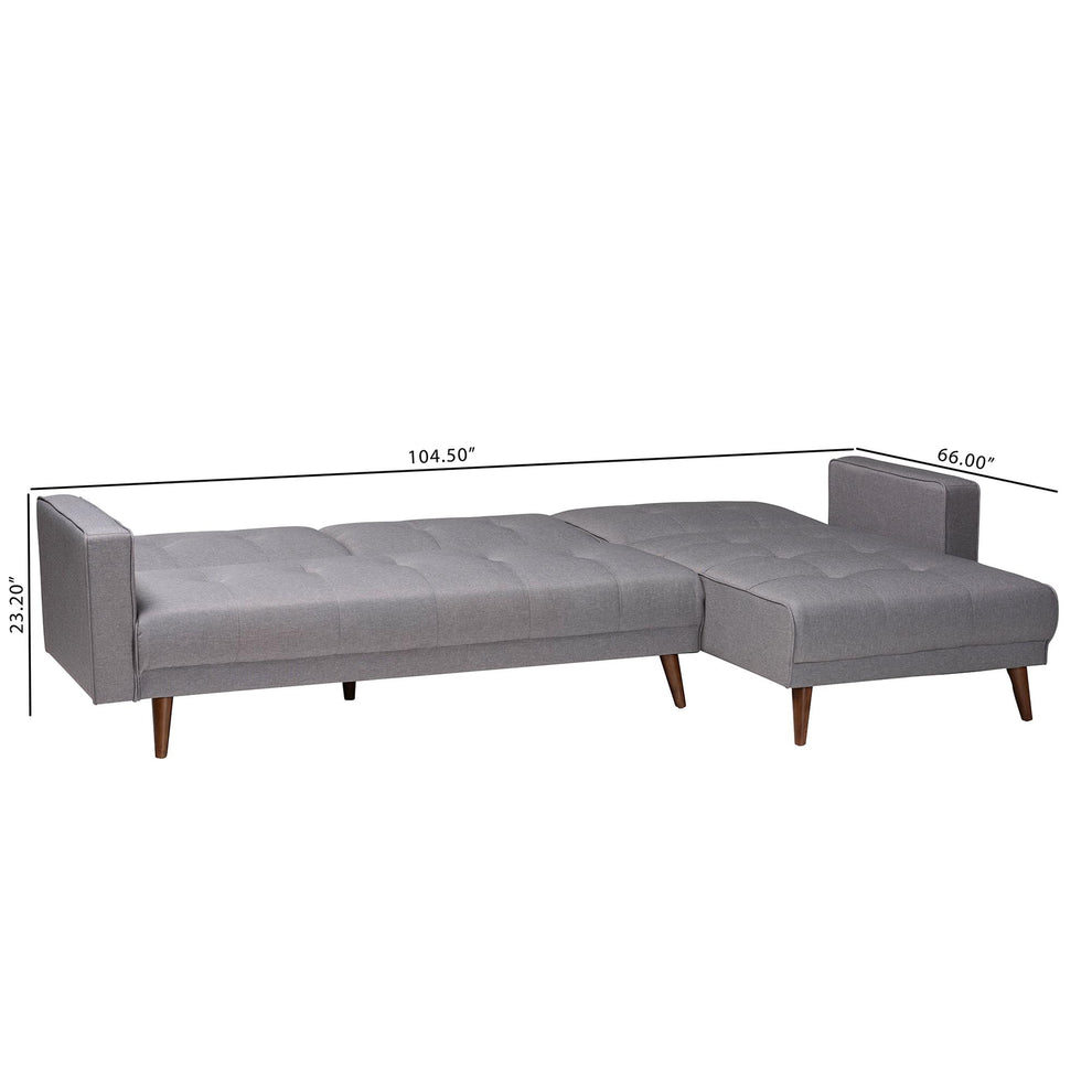 Baxton Studio Claire Contemporary Slate Fabric Upholstered Convertible Sleeper Sofa | Sectional | Modishstore - 8