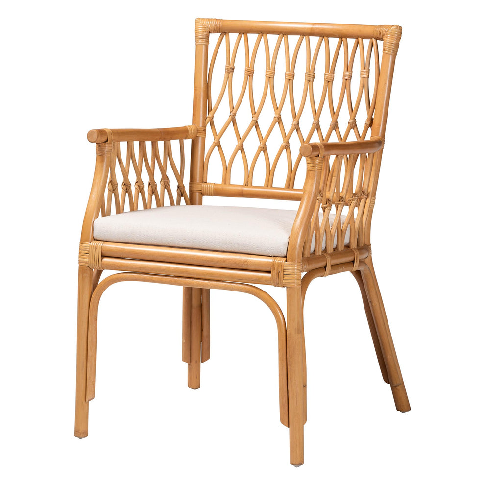 Baxton Studio bali & pari Maisa Bohemian Light Honey Rattan Arm Chair | Armchairs | Modishstore - 4