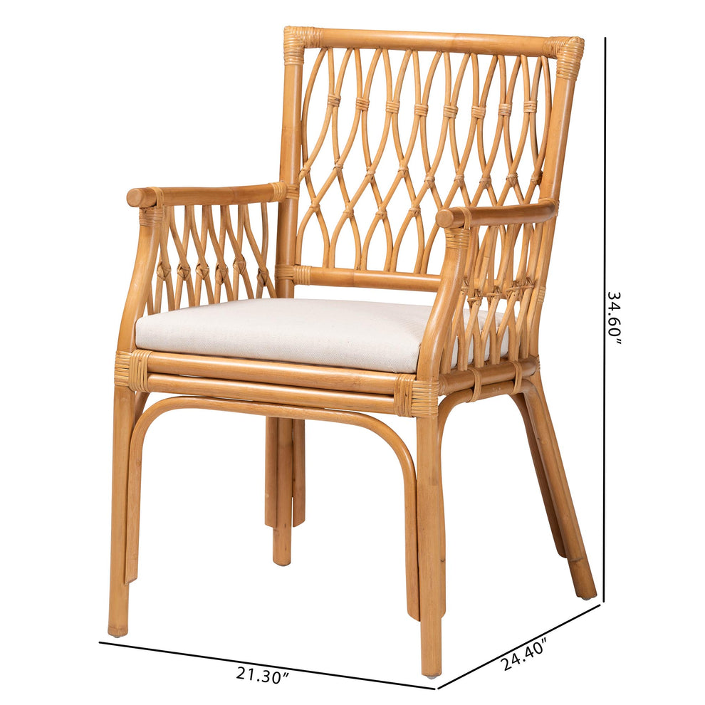 Baxton Studio bali & pari Maisa Bohemian Light Honey Rattan Arm Chair | Armchairs | Modishstore - 3