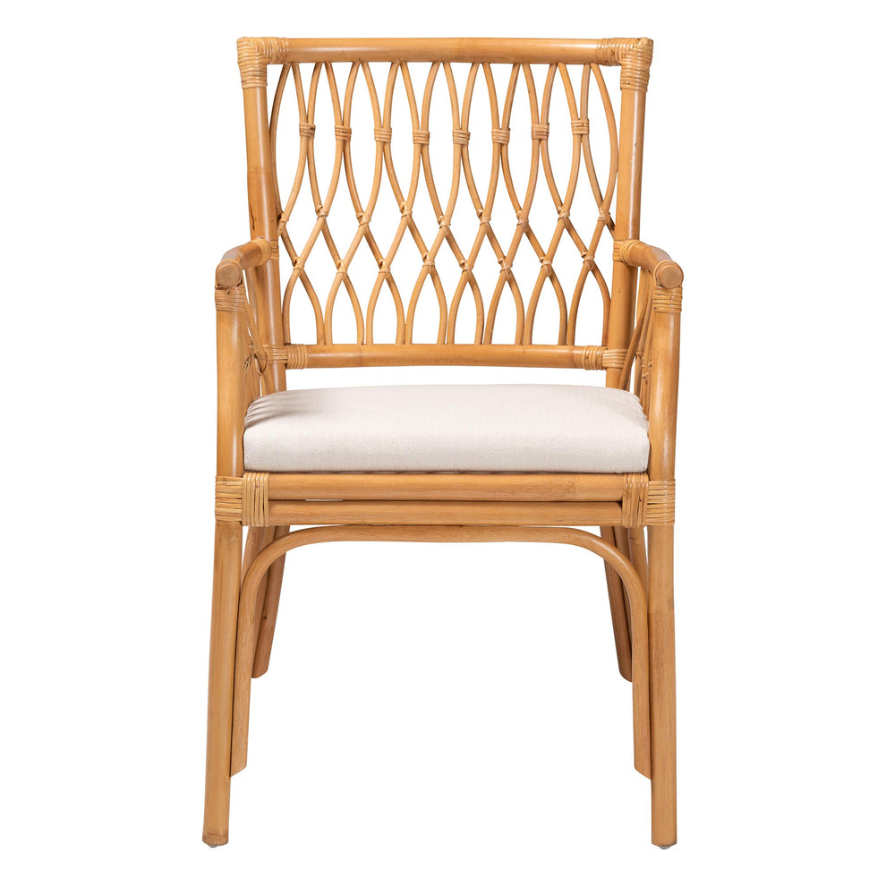 Baxton Studio bali & pari Maisa Bohemian Light Honey Rattan Arm Chair | Armchairs | Modishstore - 5