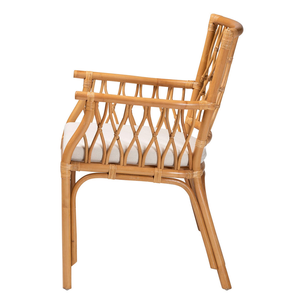 Baxton Studio bali & pari Maisa Bohemian Light Honey Rattan Arm Chair | Armchairs | Modishstore - 6