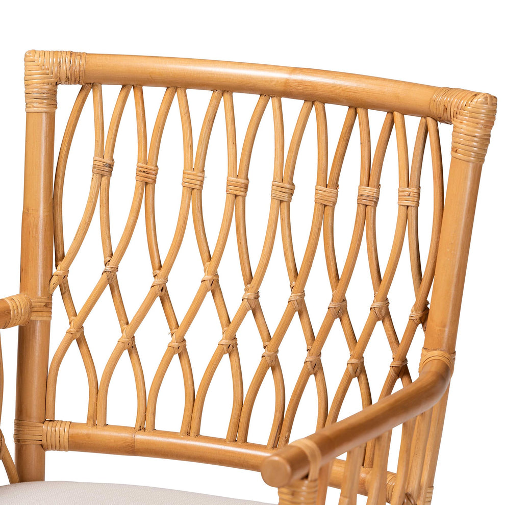 Baxton Studio bali & pari Maisa Bohemian Light Honey Rattan Arm Chair | Armchairs | Modishstore - 8