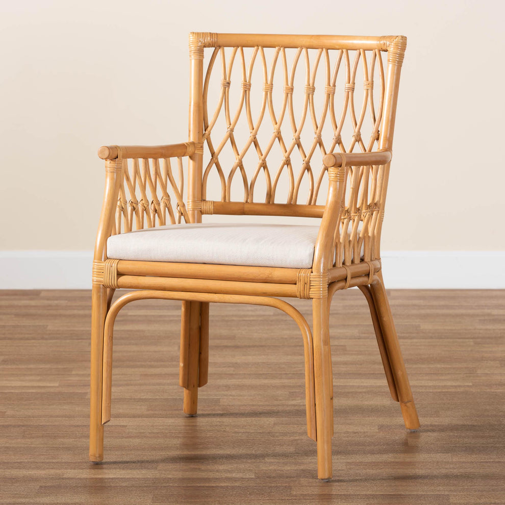 Baxton Studio bali & pari Maisa Bohemian Light Honey Rattan Arm Chair | Armchairs | Modishstore - 2