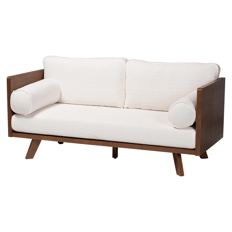 Baxton Studio Uriel Mid-Century Modern Cream Boucle Fabric Sofa | Sofas | Modishstore - 5