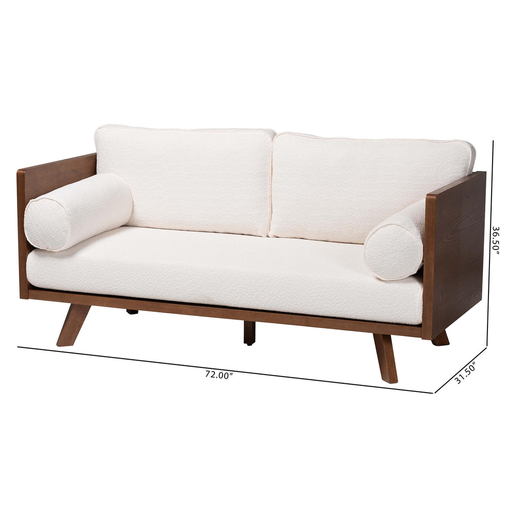 Baxton Studio Uriel Mid-Century Modern Cream Boucle Fabric Sofa | Sofas | Modishstore - 4