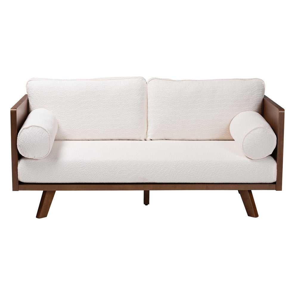 Baxton Studio Uriel Mid-Century Modern Cream Boucle Fabric Sofa | Sofas | Modishstore - 6
