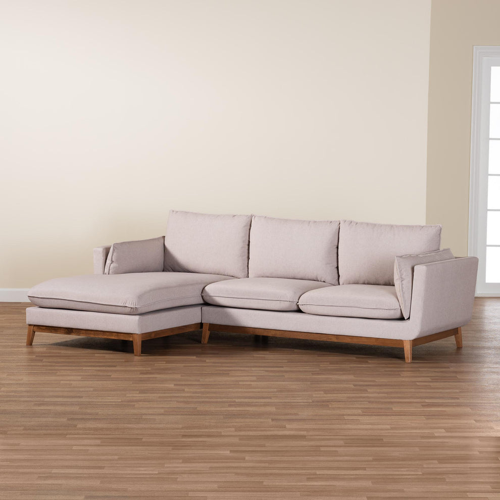 Baxton Studio Olson Modern Beige Fabric Left Facing Sectional Sofa | Sectional | Modishstore - 8