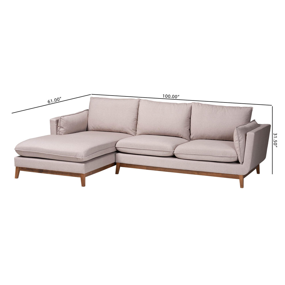 Baxton Studio Olson Modern Beige Fabric Left Facing Sectional Sofa | Sectional | Modishstore - 2