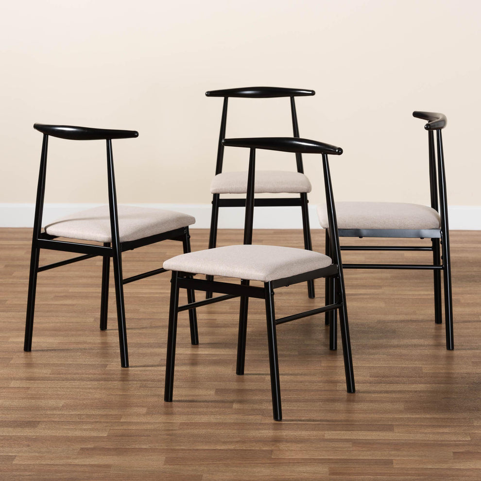 Baxton Studio Arnold Modern Industrial Beige Fabric and Metal Dining Chair | Dining Chairs | Modishstore - 3