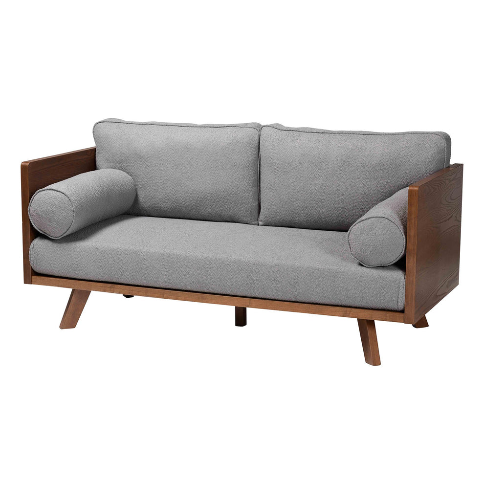 Baxton Studio Uriel Mid-Century Modern Grey Boucle Fabric Sofa | Sofas | Modishstore - 5