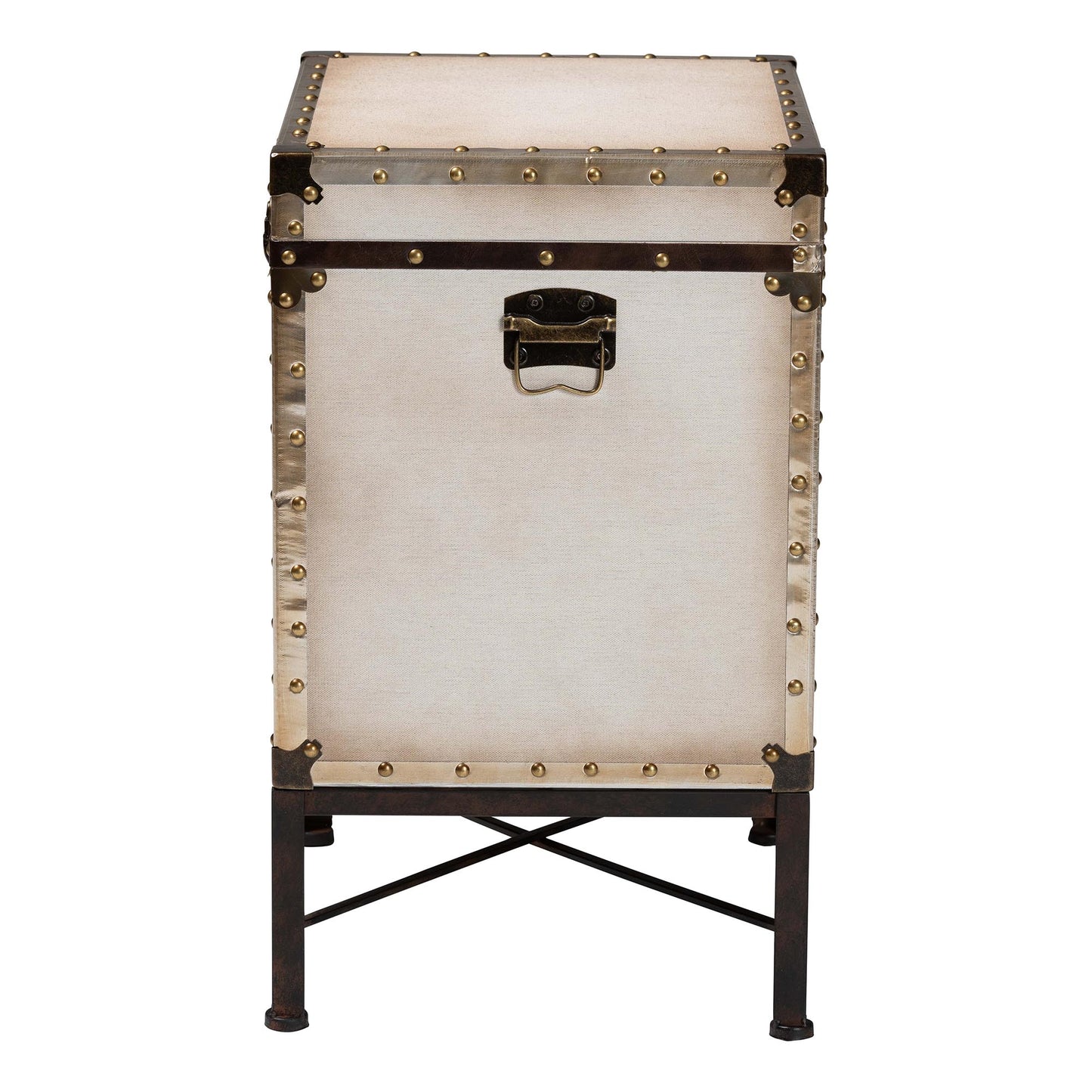 Baxton Studio Laura Vintage White Canvas Lift-Top Trunk End Table | Cabinets | Modishstore - 8