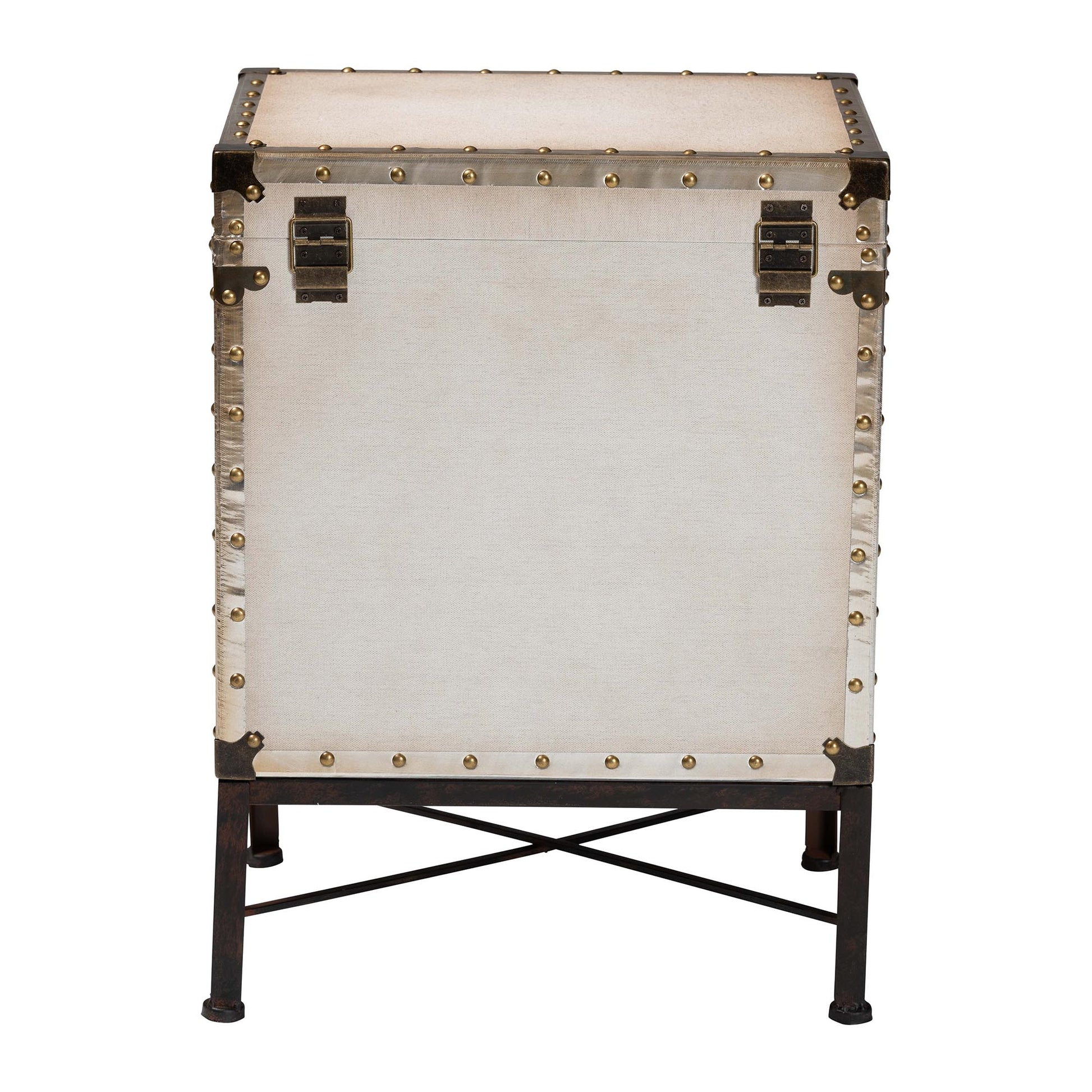 Baxton Studio Laura Vintage White Canvas Lift-Top Trunk End Table | Cabinets | Modishstore - 9