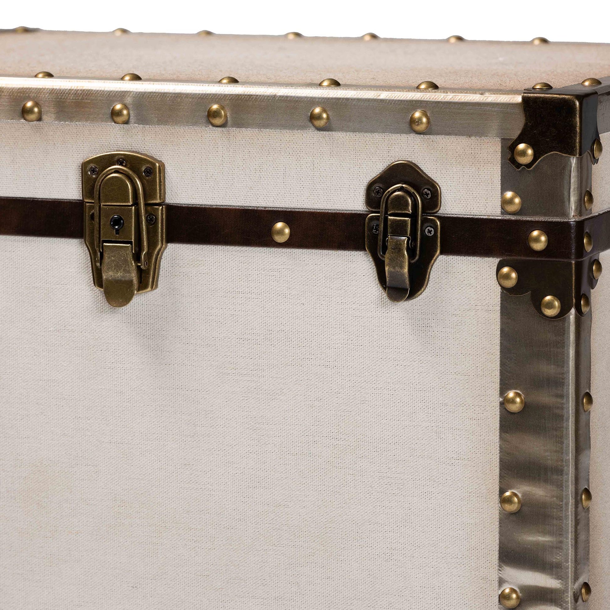 Baxton Studio Laura Vintage White Canvas Lift-Top Trunk End Table | Cabinets | Modishstore - 10