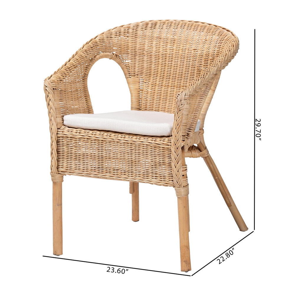 Baxton Studio bali & pari Abbey Modern Bohemian Natural Rattan Dining Chair | Dining Chairs | Modishstore - 3