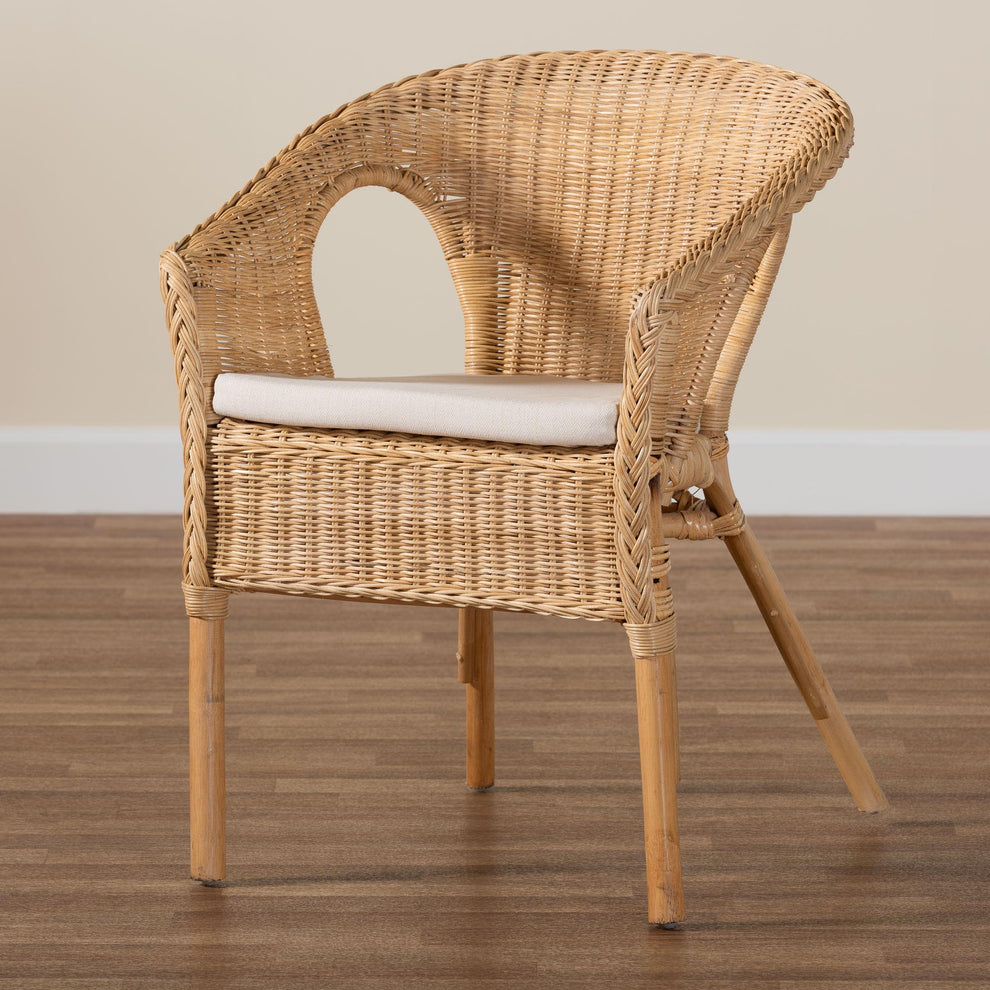 Baxton Studio bali & pari Abbey Modern Bohemian Natural Rattan Dining Chair | Dining Chairs | Modishstore - 2