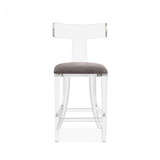 Tristan Counter Stool - Grey Velvet By Interlude Home | Dining Chairs | Modishstore