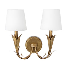 River Reed Sconce Double (Antique Gold Leaf) By Regina Andrew
