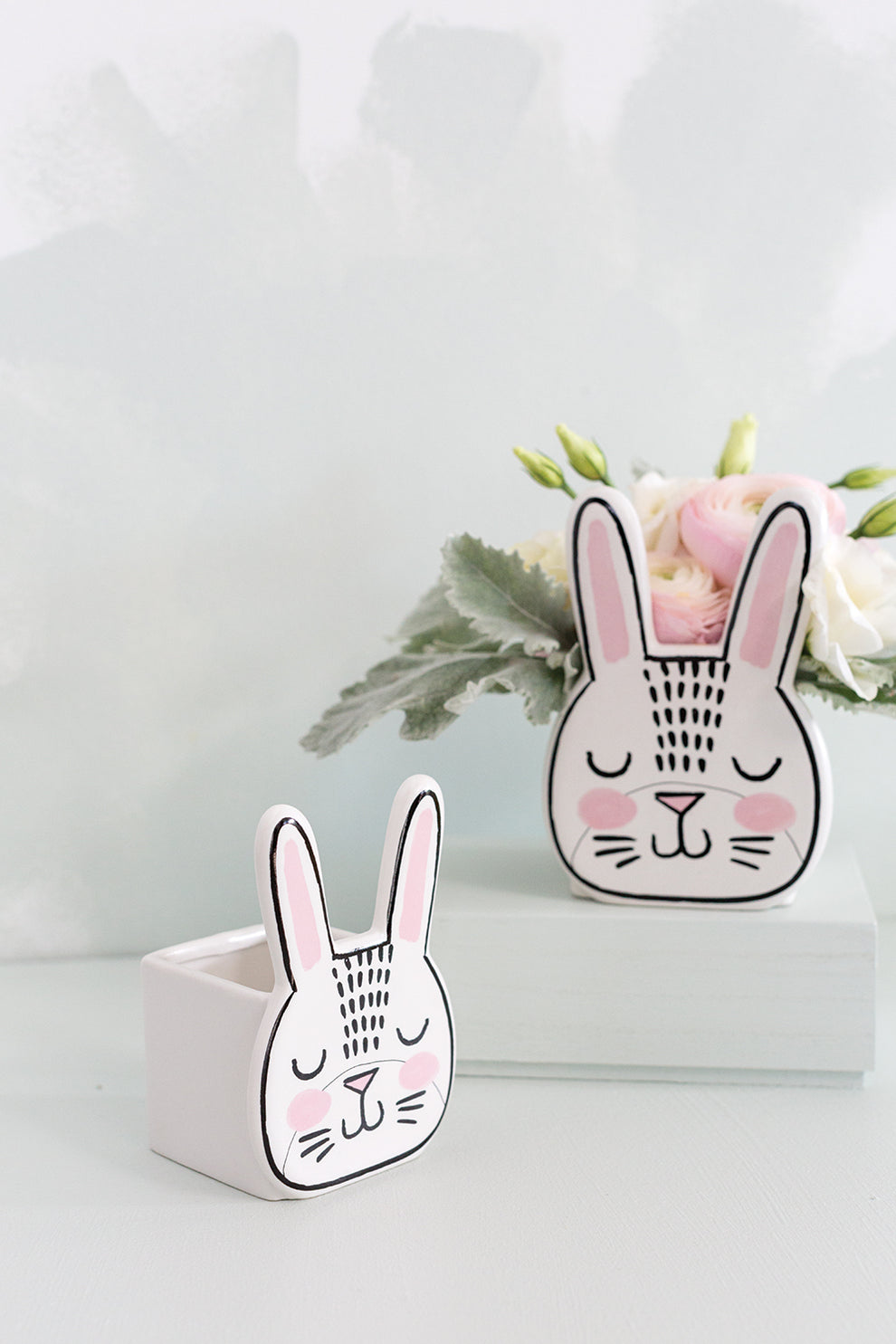 Bashful Bunny Pot Set of 8 By Accent Decor | Planters, Troughs & Cachepots | Modishstore - 5
