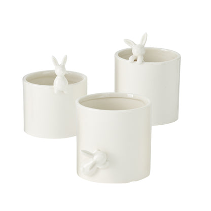 Peeking Bunny Pots Set of 6 By Accent Decor | Planters, Troughs & Cachepots | Modishstore - 2