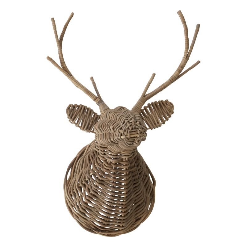 Rattan Reindeer Mount 14.5" x  18" x  32" By Accent Decor| Trophy Head | Modishstore - 2