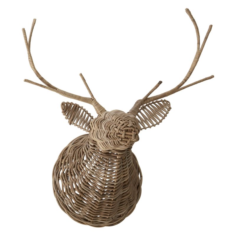Rattan Reindeer Mount 14.5" x  18" x  32" By Accent Decor| Trophy Head | Modishstore - 3