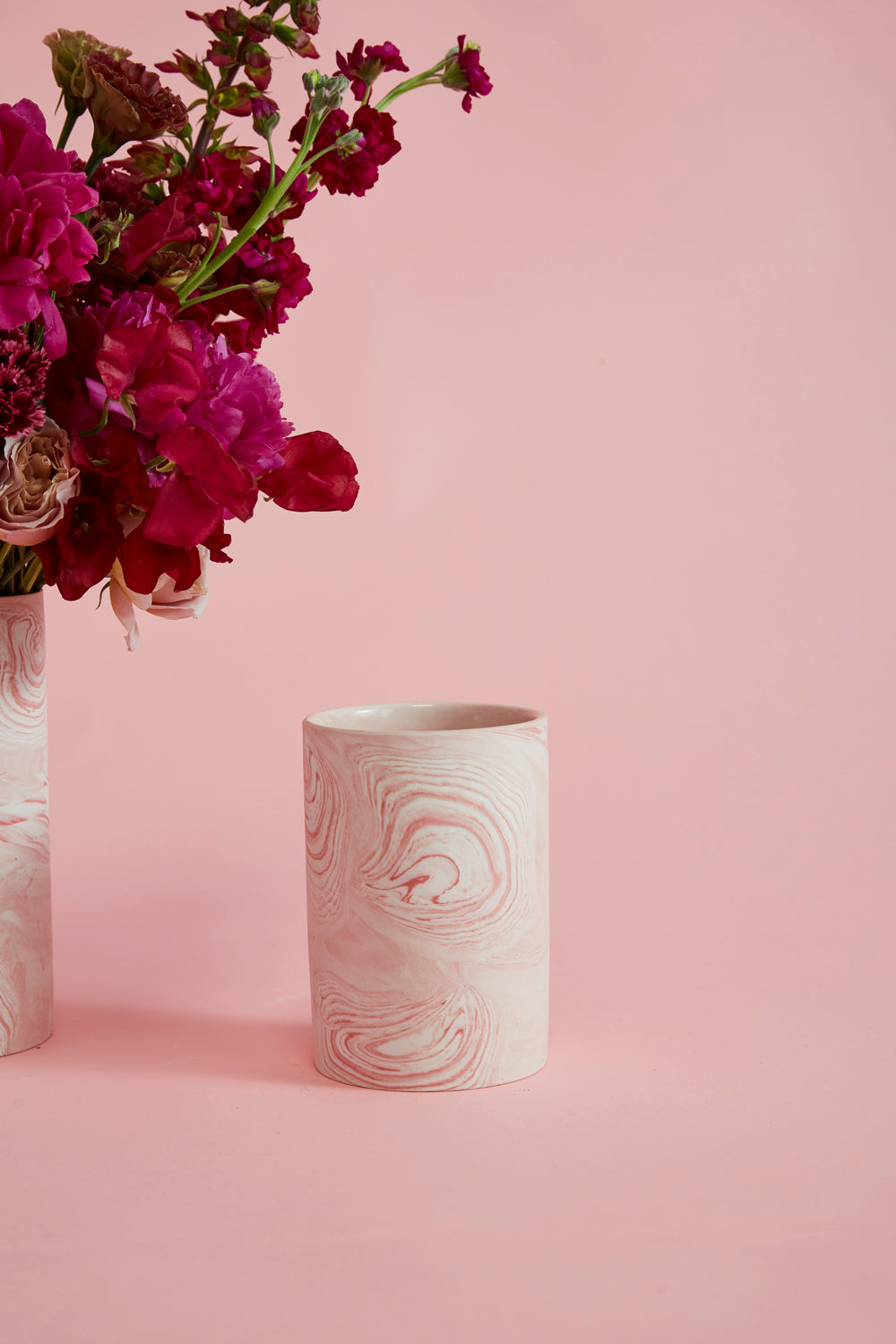 Pink Marbleized Vase Set of 4 By Accent Decor | Vases | Modishstore - 4