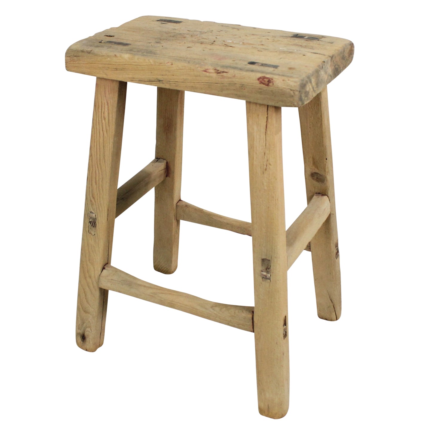 Hokkaido Rectangle Stool, Elm Wood Set Of 4 By HomArt | Stools | Modishstore - 4