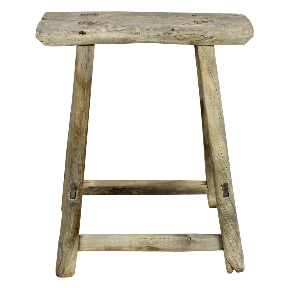 Hokkaido Rectangle Stool, Elm Wood Set Of 4 By HomArt | Stools | Modishstore - 2