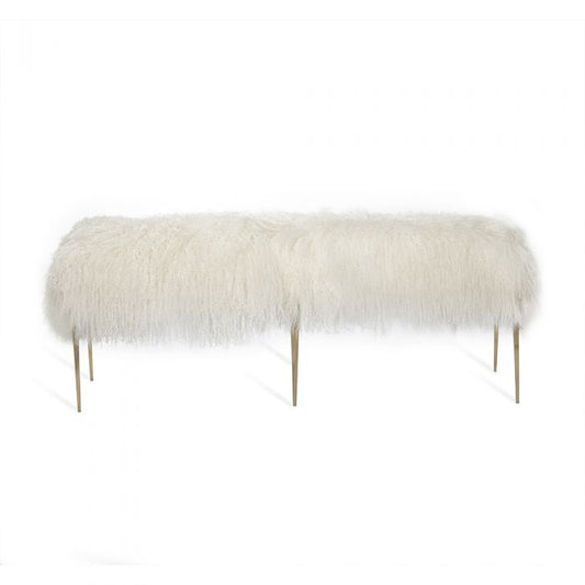 Stiletto Bench - Ivory Sheepskin By Interlude Home | Benches | Modishstore