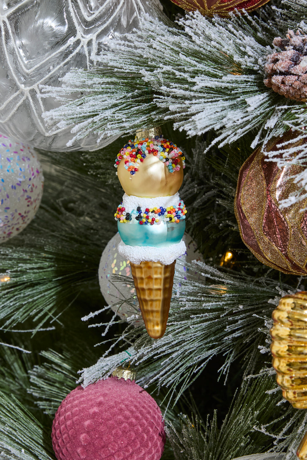 Dessert First Ice Cream Cone Ornament Set of 4 By Accent Decor | Ornaments | Modishstore - 8