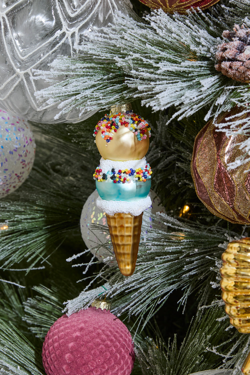 Dessert First Ice Cream Cone Ornament Set of 4 By Accent Decor | Ornaments | Modishstore - 8