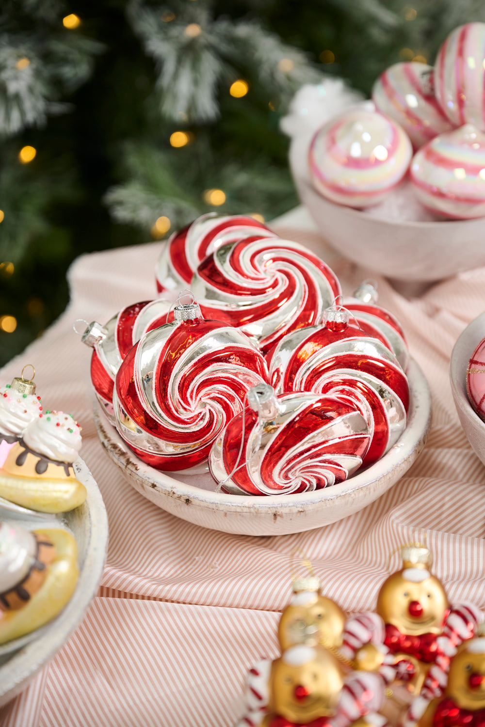 Peppermint Swirl Ornament Set of 8 By Accent Decor | Ornaments | Modishstore - 4