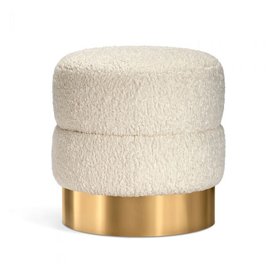 Charlize Stool - Faux Shearling/ Brass By Interlude Home | Stools | Modishstore