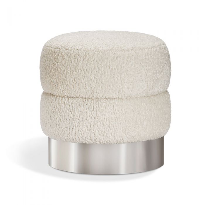 Charlize Stool - Faux Shearling/ Nickel By Interlude Home | Stools | Modishstore