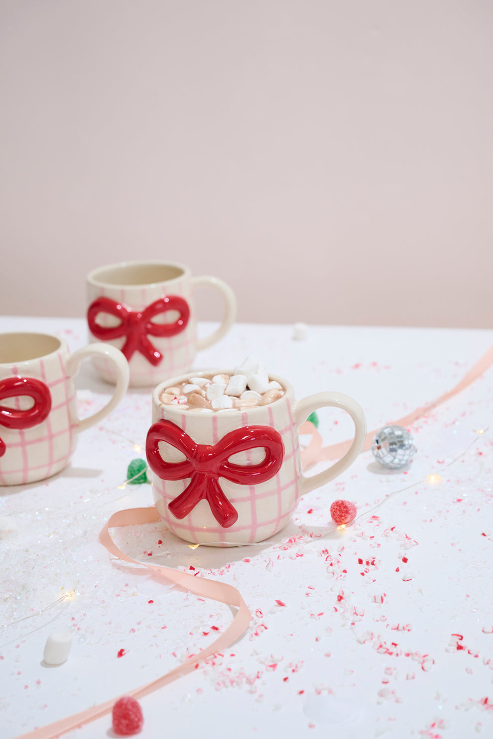 Red Bow Mug Set of 4 By Accent Decor | Planters, Troughs & Cachepots | Modishstore - 5