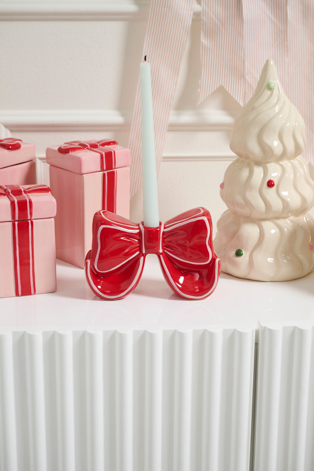 Big Red Bow Candleholder Set of 4 By Accent Decor | Candle Holders | Modishstore - 5